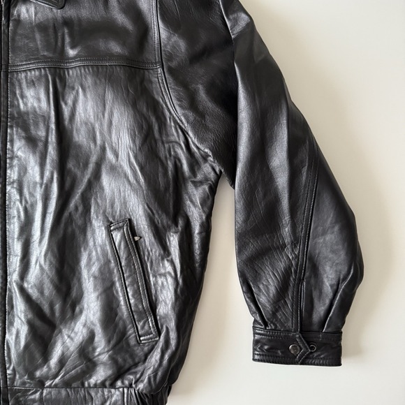 American‎ Classics Colebrook Men's XL Black Leather Bomber Style Jacket - Picture 2 of 10